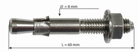 Art.121 - HANG FIX Ø8x60  inox M8C - 1 esp. 