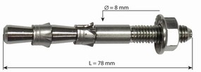 Art.122 - HANG FIX Ø8x78 inox M8L   -  2 esp. 