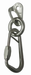 Art. 316 - Placchetta inox in AISI 316L "ROCK Ø10 + ANELLO Ø10 + Moschettone " RING SAFETY13" 