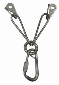 Art.540 - GRUPPOSOSTA inox / 2 Rock Ø10 + 2 Anelli catena sghembi L=13cm + 1 Anello tondo Ø10 +1 Moschettone "RING SAFETY 13" (art.534)