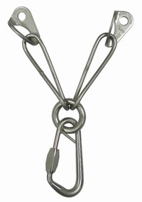 Art.541 - GRUPPOSOSTA inox / 2 Rock Ø12 + 2 Anelli catena sghembi L=13cm + 1 Anello tondo Ø10 +1 Moschettone "RING SAFETY 13" (art.534)